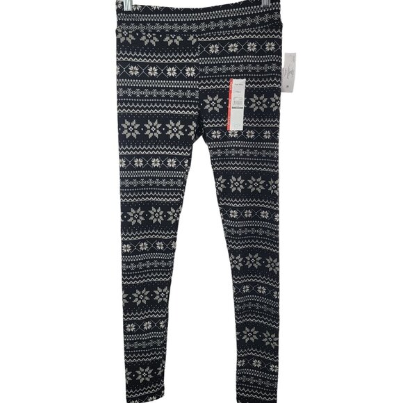 Time & Tru Fair Isle Snowflake Graphic Velour Ankle Leggings – Size Medium NWT - Picture 5 of 13